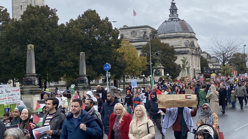 Pro-Palestine march in Cardiff