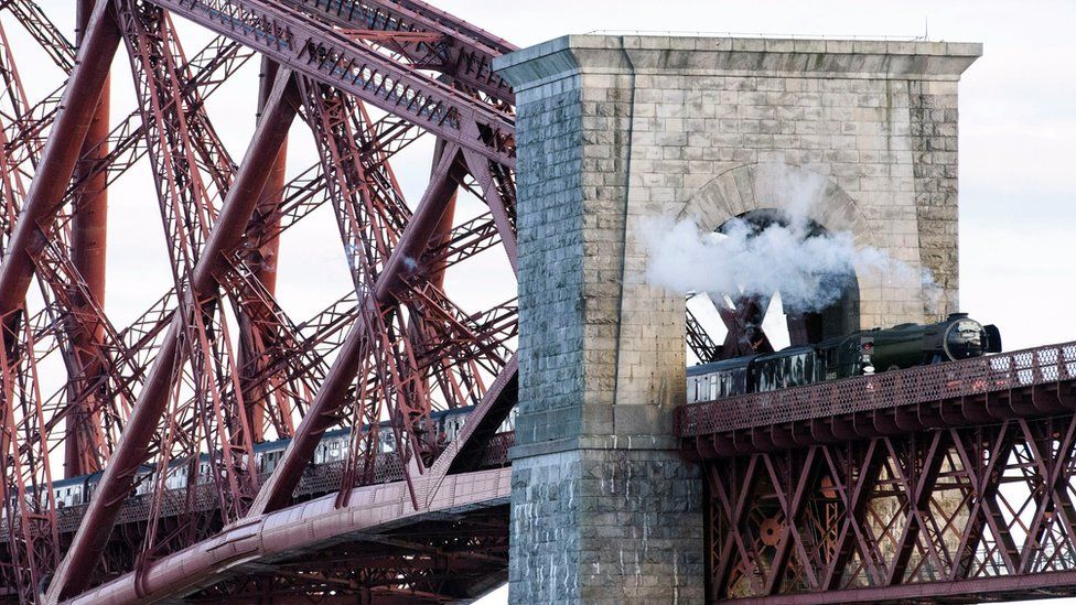 The Flying Scotsman on the Forth Bridge