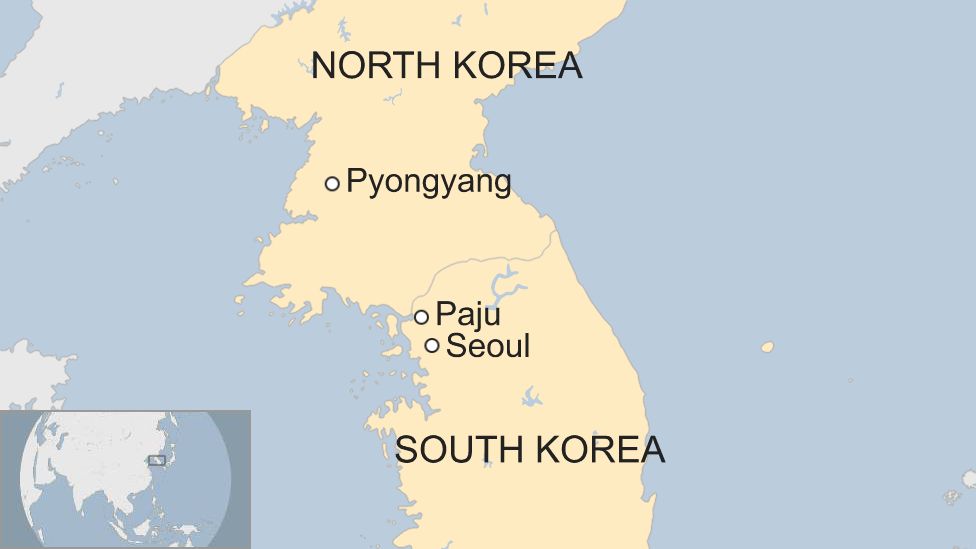 Map showing Paju in South Korea