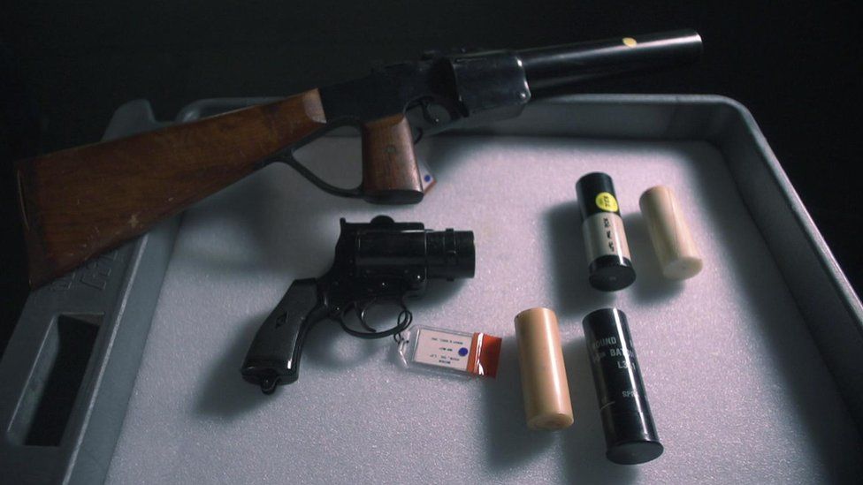 Guns and baton rounds