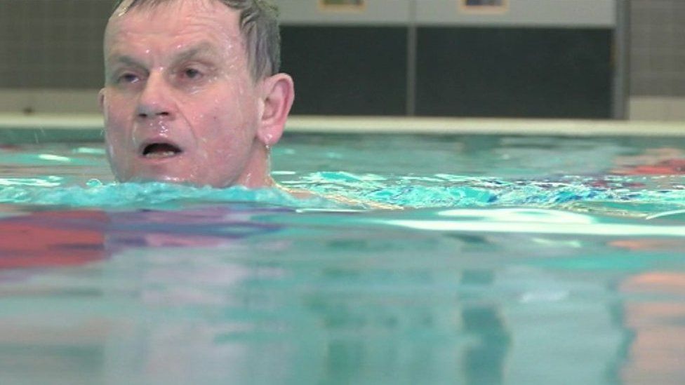Dave Heeley learning to swim