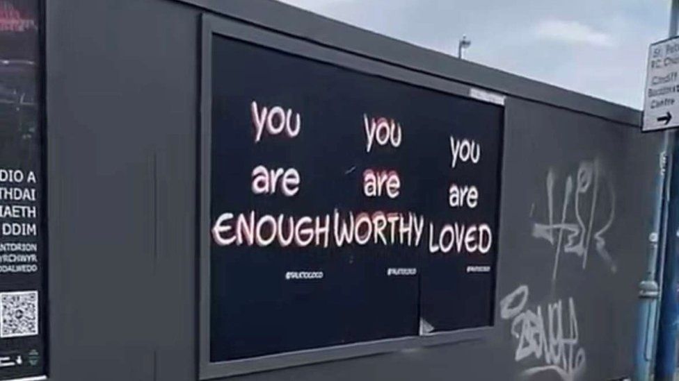 An affirmation in Cardiff saying "you are enough"