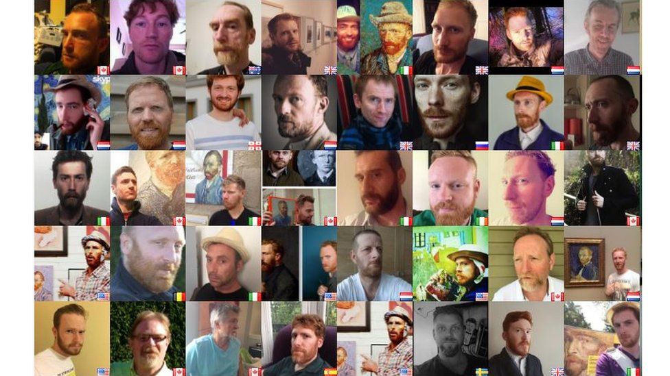 Pictures of people who entered the Van Gogh lookalike competition