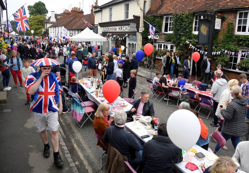 A Jubilee lunch street party in Cookham, Berkshire