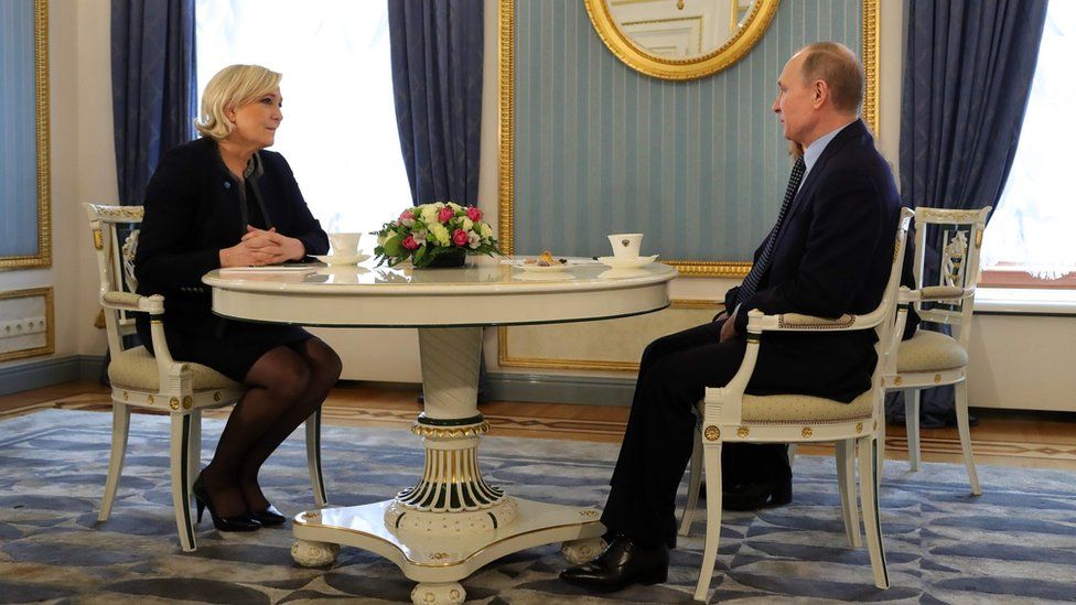 Russian President Vladimir Putin meets French presidential election candidate for the far-right Front National (FN) party Marine Le Pen at the Kremlin in Moscow on March 24, 2017