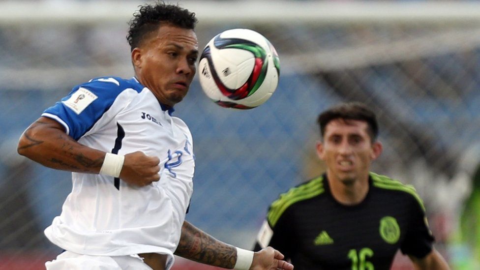 Arnold Peralta is seen in action in a World Cup qualifying match against Mexico