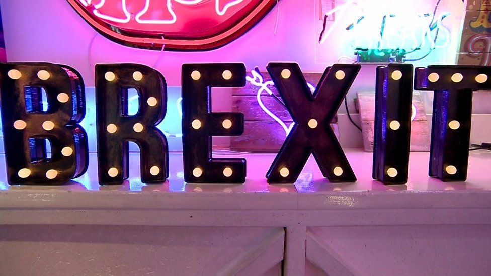 Brexit words in lights