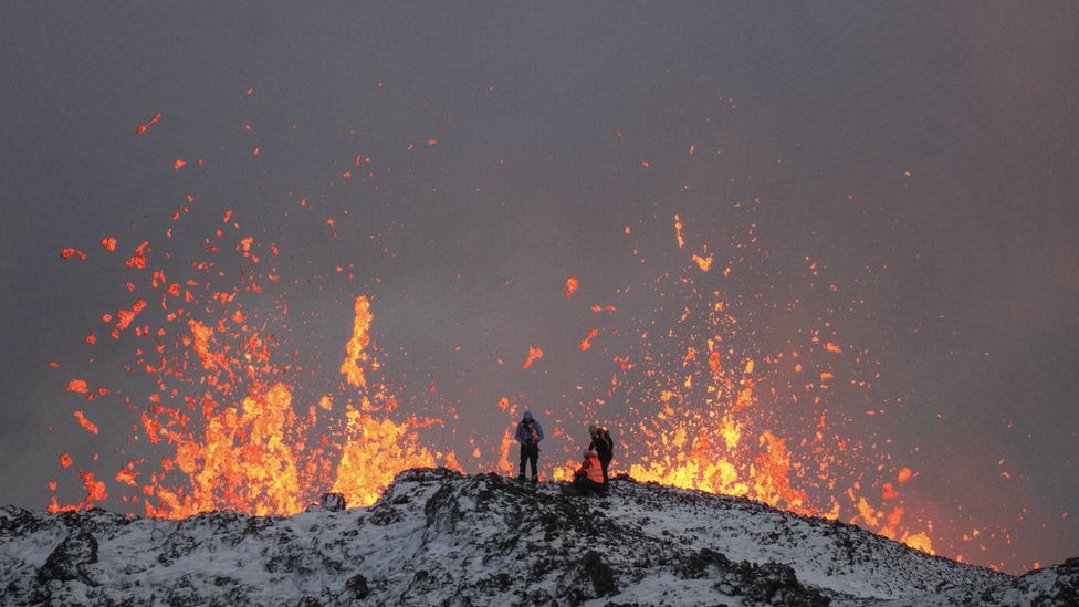 Scientists monitoring volcano