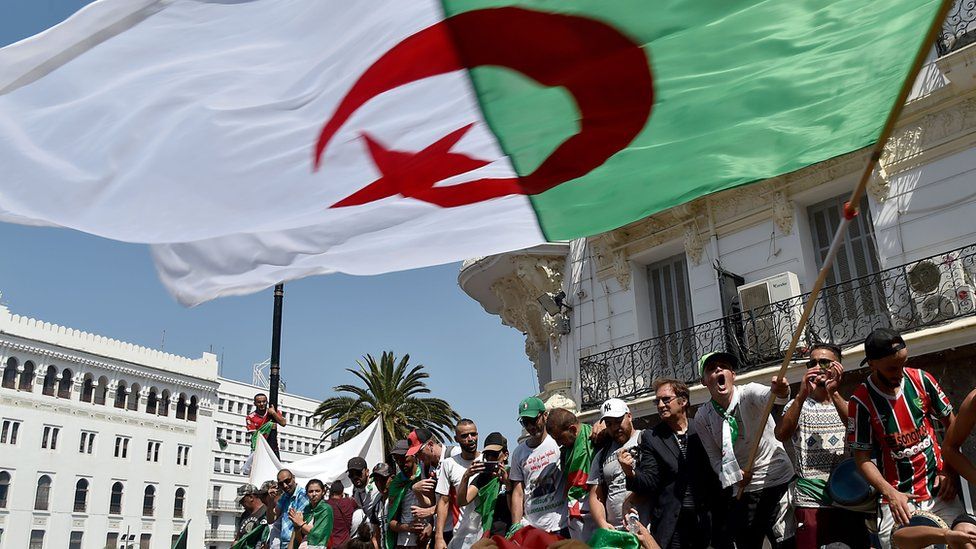 Algerian protesters demonstrate in Algiers on July 26, 2019.