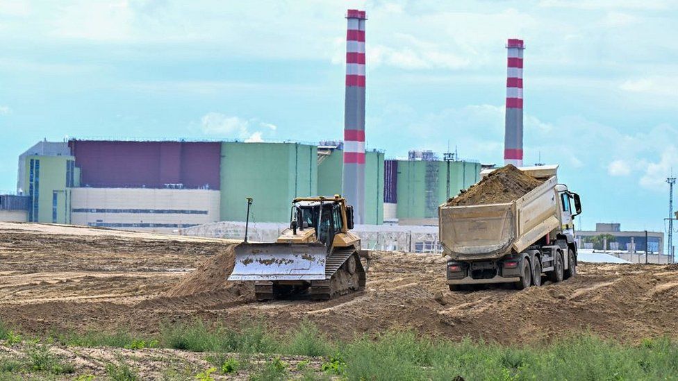 Trucks and excavators work in the area of the Paks Nuclear Power Plant to prepare the new Paks II construction works on September 10, 2022, in Paks, southern Hungary,