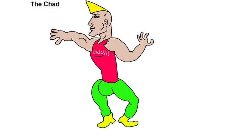 This crude MS Paint cartoon drawing of 'Chad' is used many memes
