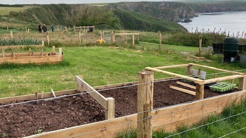 The veterans' recovery garden overlooking the sea at St Ishmael's, Pembrokeshire