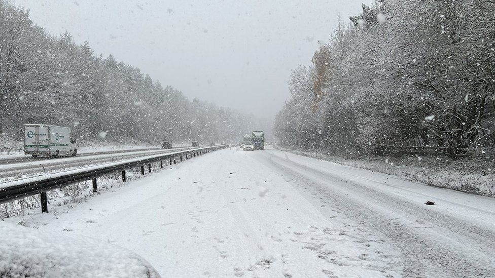 Snow on the motorway