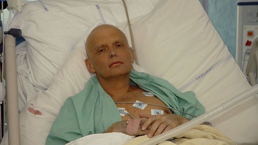 Image shows Alexander Litvinenko in hospital