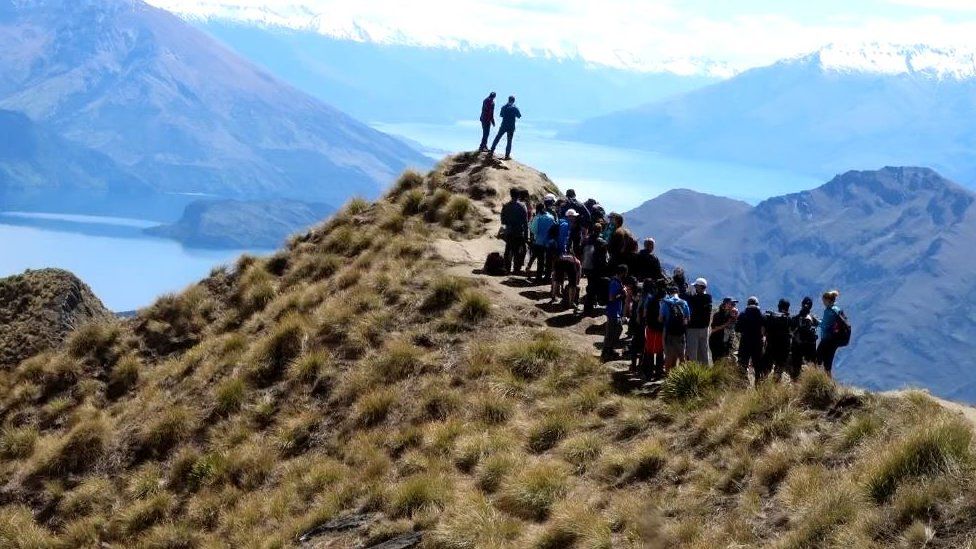 Tomas Alfoldi queued for a photo at Roy's Peak