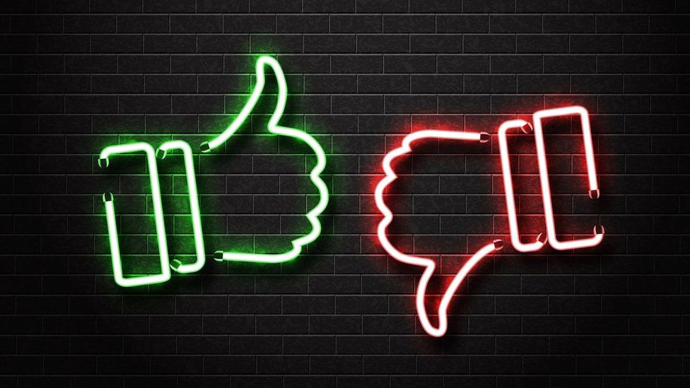 Thumbs up and thumbs down Facebook graphic