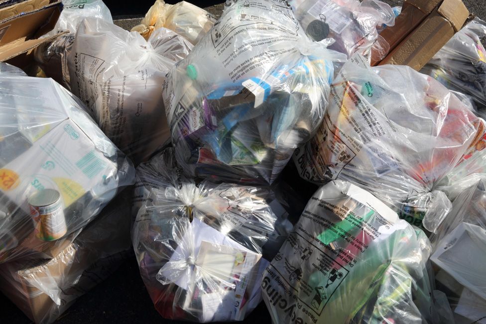 Bags of domestic recycling