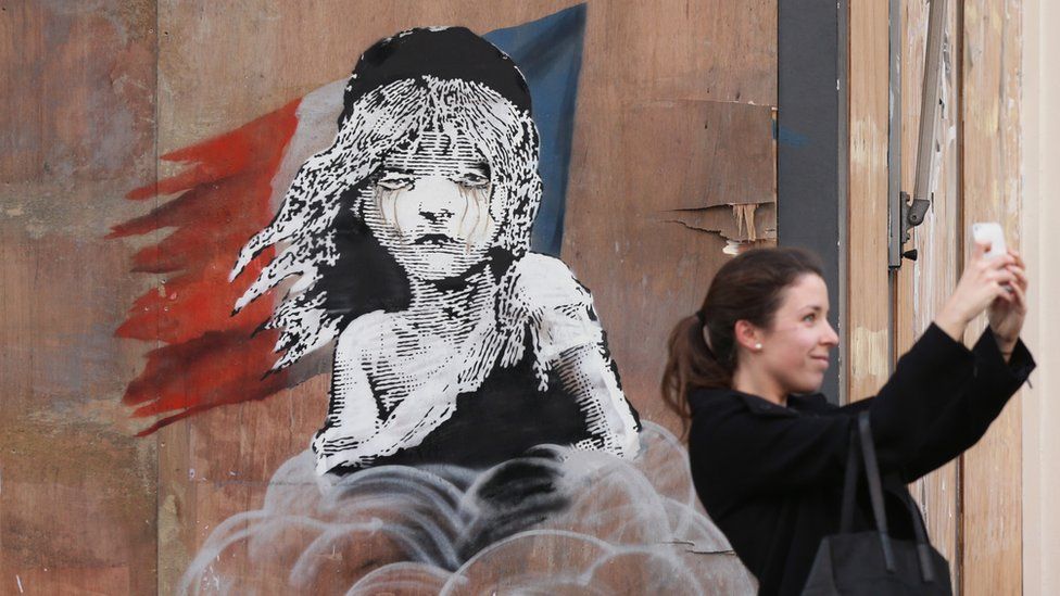 Banksy artwork of girl from Les Miserables