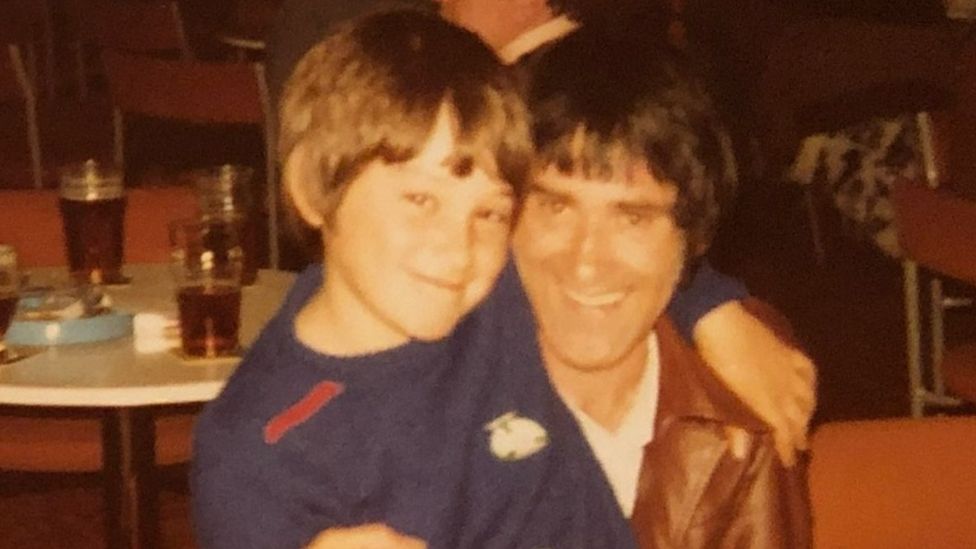 Stuart Cantrill as a child with his dad, Barrie