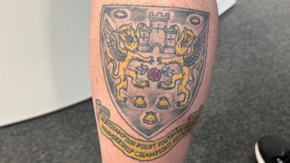 Simon Stacey's Northampton Saints tattoo