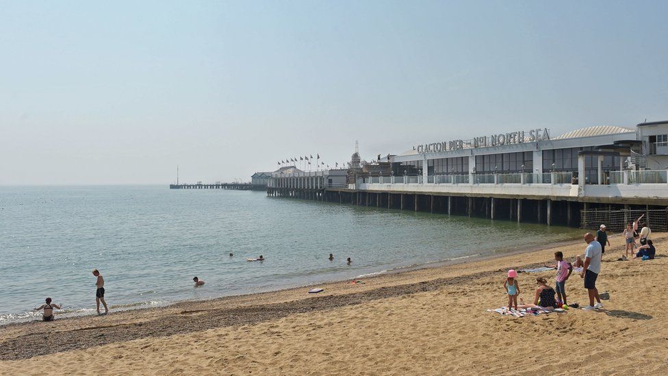 Clacton Pier, as seen from the beach