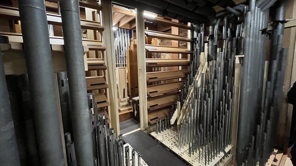 Internal pipes of Norwich Cathedral's new organ