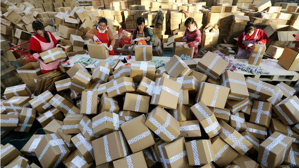 Huge pile of Alibaba parcels