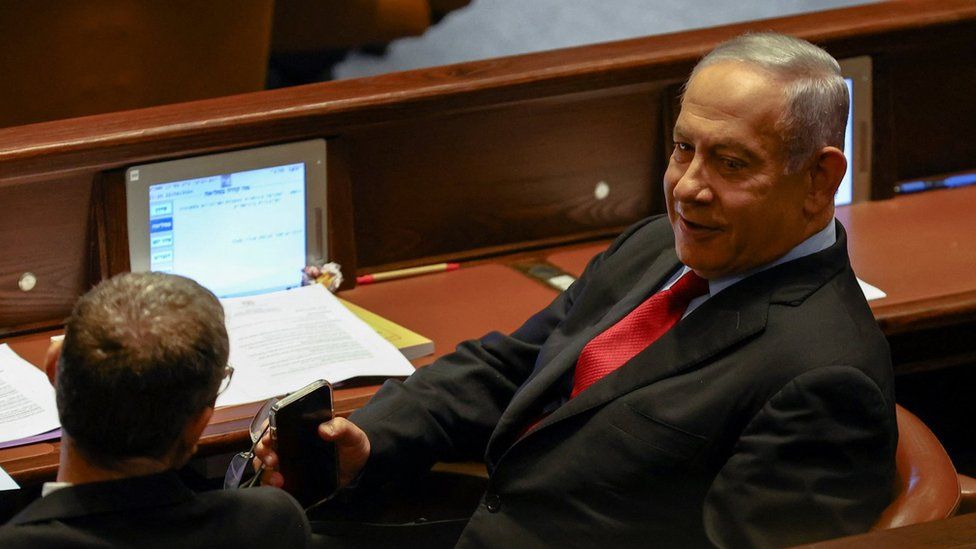 Benjamin Netanyahu attends a session of the Israeli Knesset in Jerusalem (22 June 2022)