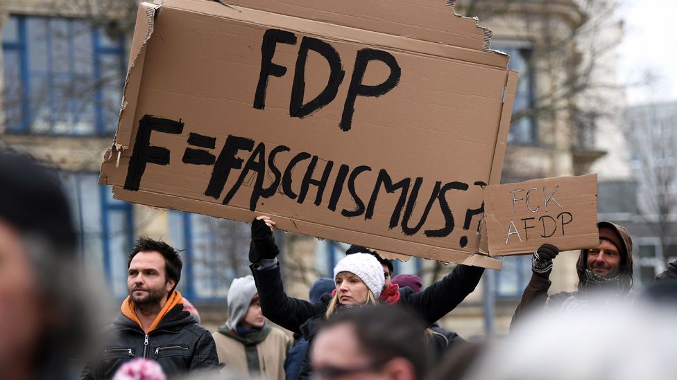 Anti-FDP protest in Erfurt, 6 Feb 20