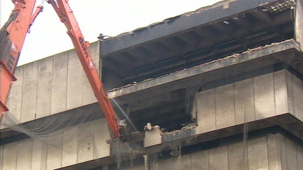 The library being demolished