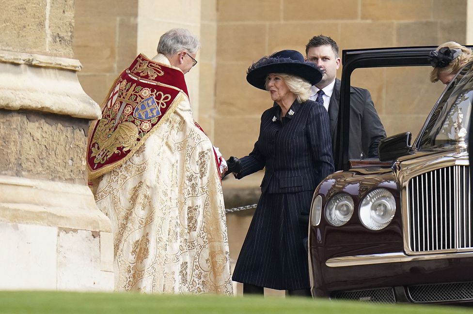 Queen Camilla attending King Constantine's memorial service