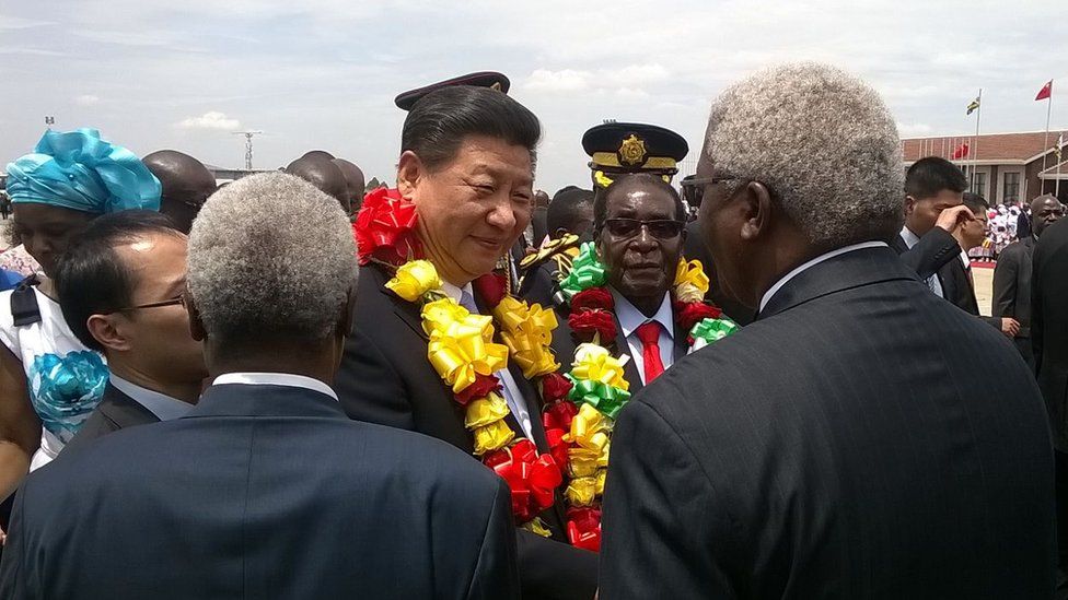 Mr Xi welcomed in Harare