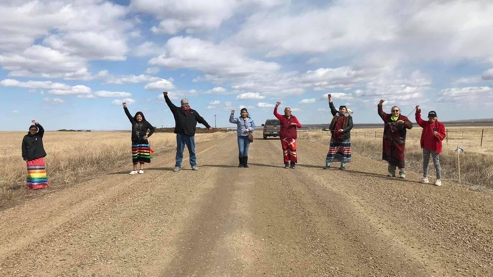 Indigenous activists protest the Keystone XL pipeline