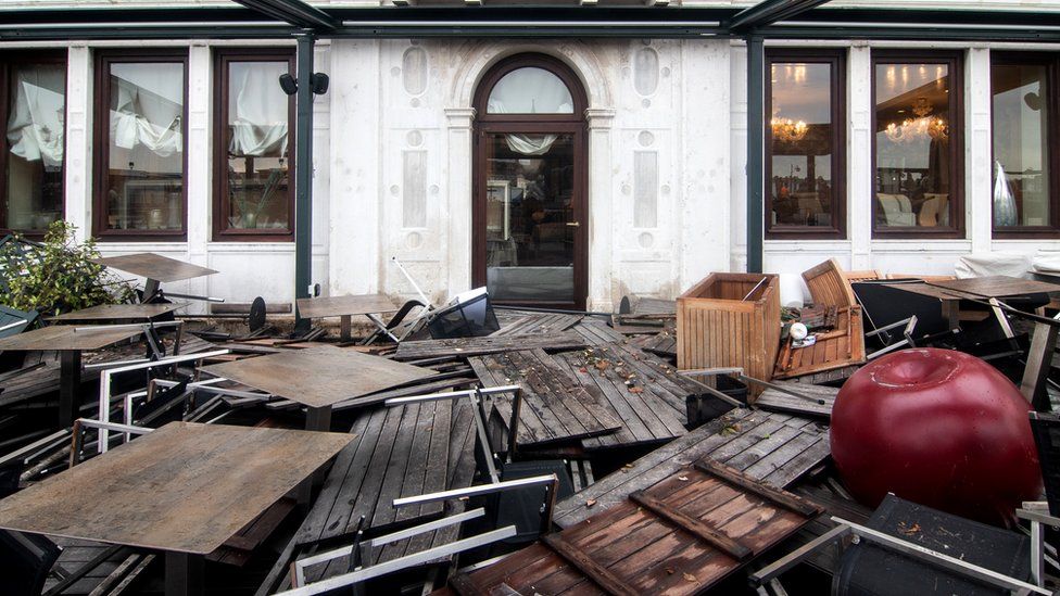 A restaurant near the Riva degli Schiavoni in Venice, Italy, 13 November 2019