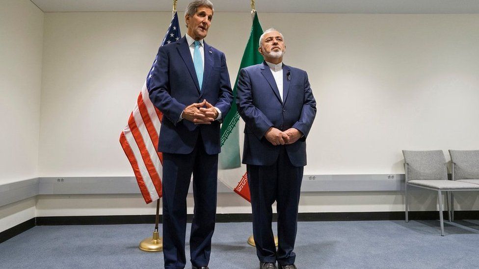 John Kerry, left, meets with Iranian Foreign Minister Mohammad Javad Zari