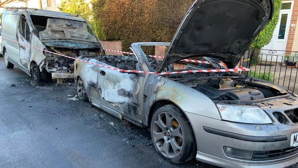 Bristol arson attack on cars, caravan, vans and house - BBC News