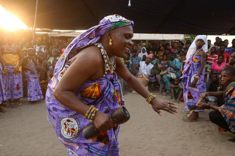 Devotees perform as they take part in the annual celebration of Voodoo festival in Cotonou, Benin - Tuesday 10 January 2023