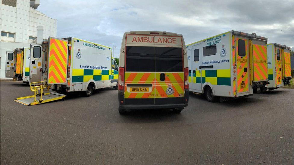 Ambulances parked outside the Royal Infirmary of Edinburgh on 4 May