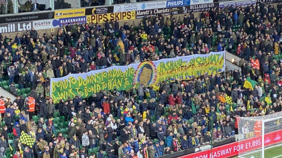 The banner was unveiled by Norwich City supporters