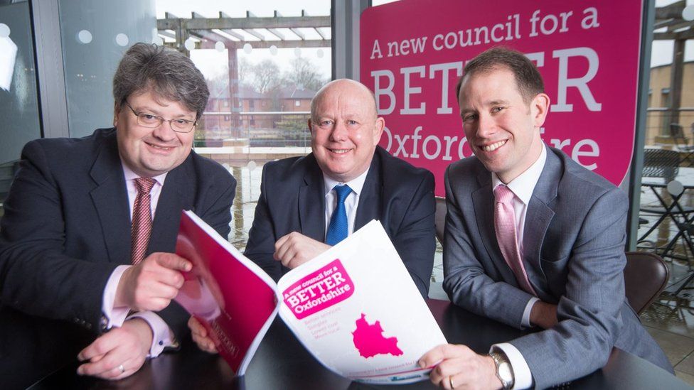 (L-R) John Cotton, leader of South Oxfordshire District Council, Ian Hudspeth, leader of the county council, and Matthew Barber, leader of Vale of White Horse District Council