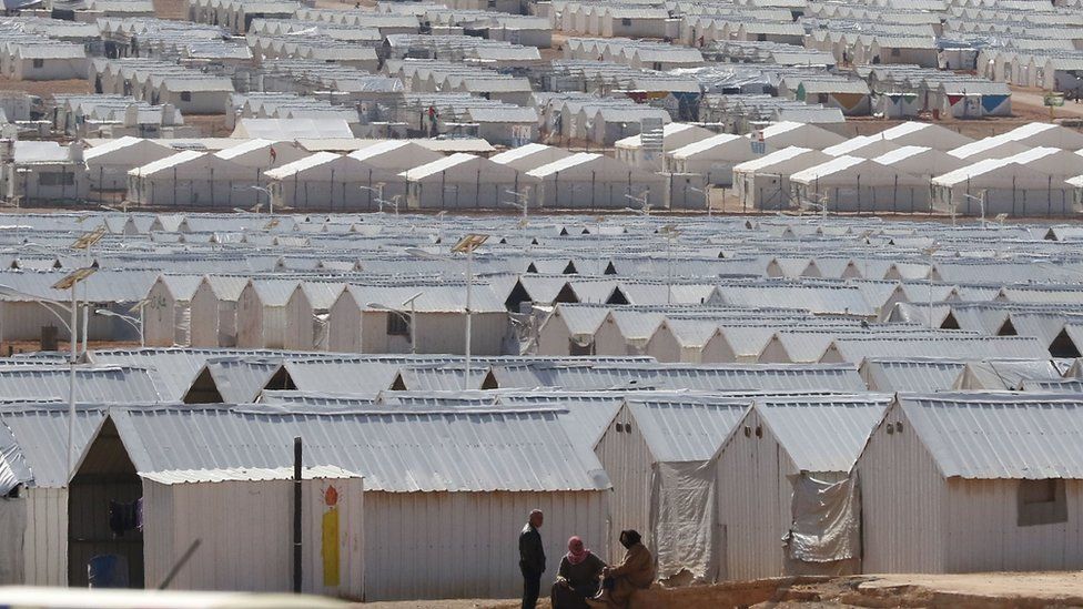 Prefabricated metal homes at the Azraq camp for Syrian refugees in northern Jordan on 30 January 2016
