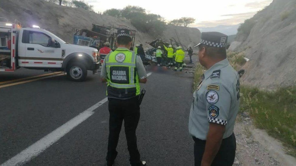 Officers at the scene of the crash