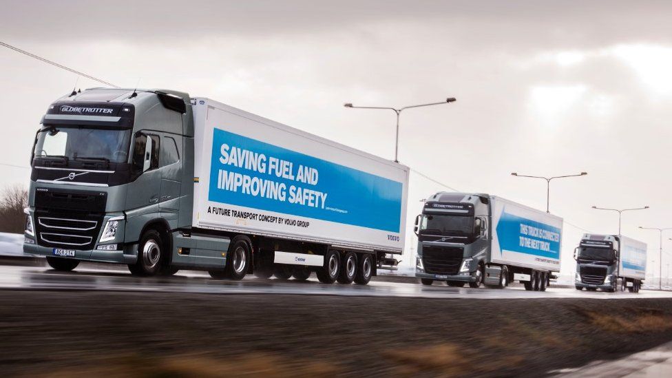 European Truck Platooning Challenge - 3 Volvos in convoy