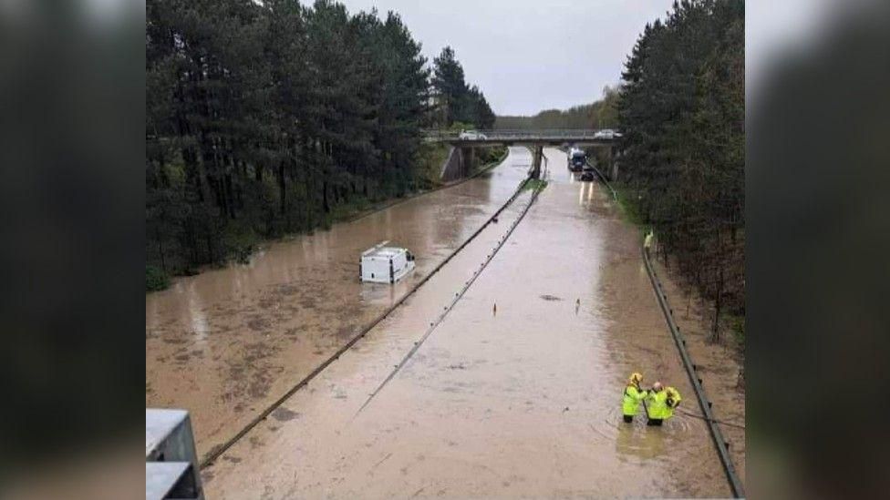 Flooding on the Spine Road in Northumberland