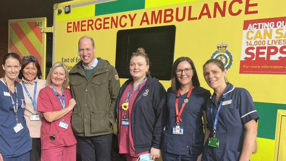 Staff at Ipswich Hospital with Prince William