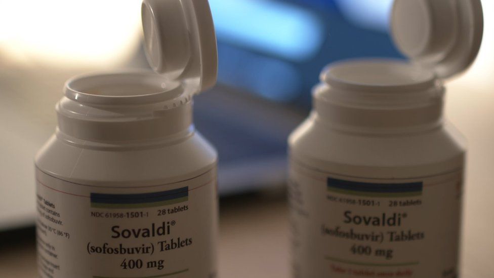 Pot of Sovaldi tablets
