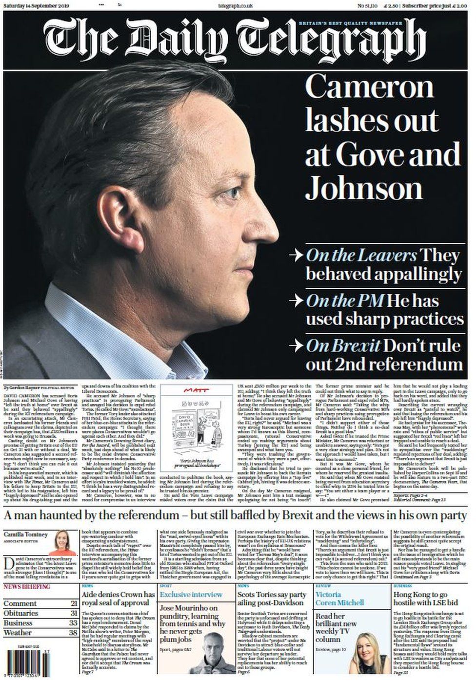 Scotland's Papers: David Cameron's 'revenge' And 'I'm Sorry, I Failed ...