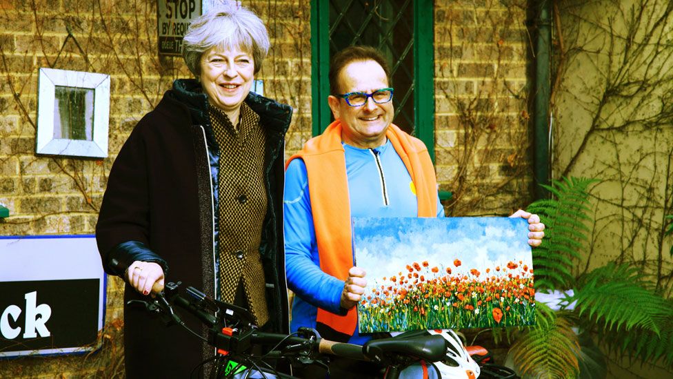 Timmy Mallett with Theresa May