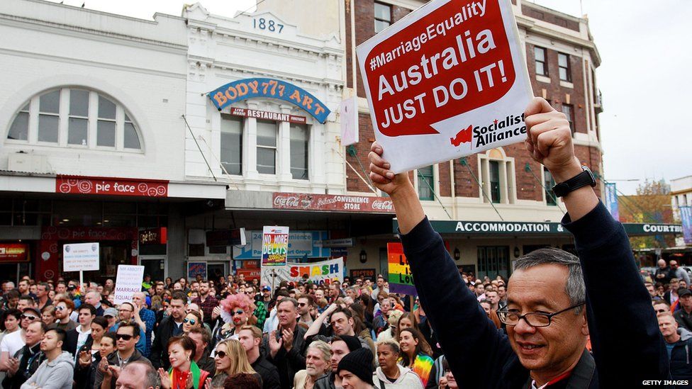 People march in favour of gay marriage, Sydney, Australia