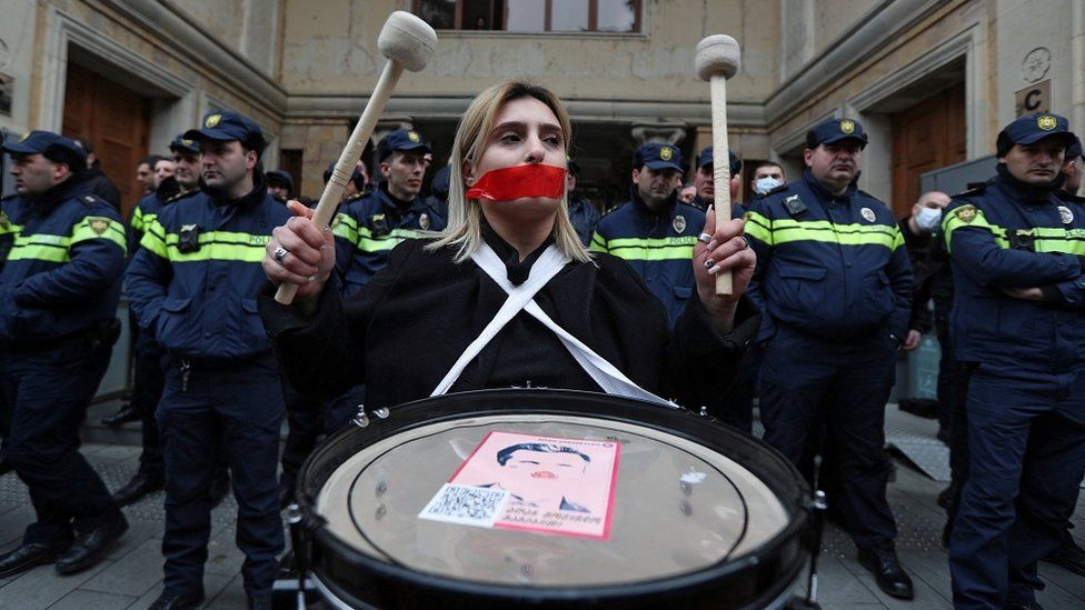 A protester in Tbilisi